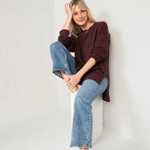 (NWT) Old Navy - oversized boyfriend garment dyed tunic sweatshirt (medium) - Picture 2 of 4